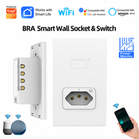 Prise murale intelligente SIXWGH Brésil Tuya 10A WIFI en verre, contrôle via l'application Smartlife, programmation, Alexa, multifonction, interrupteur intelligent, moniteur de puissance
