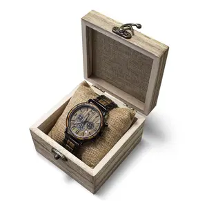 Custom Engraved Logo Gift Wood Watch Storage Box With Lid Hot Sale