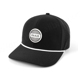 BSCI nhà máy hanway tùy chỉnh thiết kế Oxford Dobby Dot PVC vá Logo 6 Bảng Đen CHA Mũ bóng chày laser cắt lỗ đục dây - Product Image 2