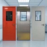 Porte intérieure médicale en acier inoxydable, battante, hermétique en PVC, antivol, pour blocs opératoires, salles blanches et laboratoires, certifiée CE ISO