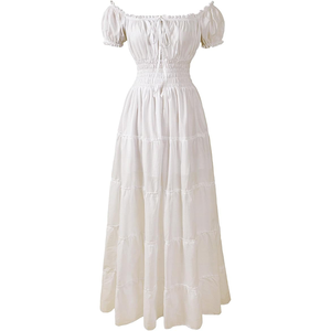 Chemise <span class=keywords><strong>médiévale</strong></span> Renaissance pour femmes, <span class=keywords><strong>robe</strong></span> <span class=keywords><strong>en</strong></span> <span class=keywords><strong>lin</strong></span>, longueur au sol, hauts paysans, décolleté sans col, Costume décontracté durable pour adultes - Product Image 2