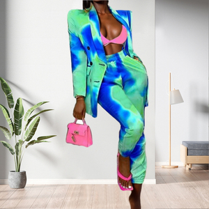 ชุดเซ็ตสองชิ้นลายพิมพ์ไทไดสำหรับผู้หญิง ดีไซน์ทันสมัย - Product Image 3