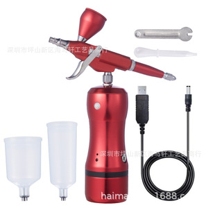 Aérographe électrique miniature rechargeable Haima avec kit de pompe pour la peinture de modèles, alimentation par gravité, double action, vitesse réglable - Product Image 2