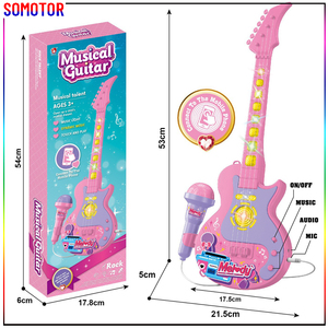 Guitare musicale pour enfants avec microphone, lumières cool et musique, <span class=keywords><strong>populaire</strong></span> pour les garçons et les filles, guitare karaoké - Product Image 1