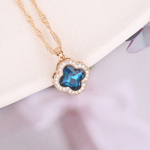 Venta al por mayor de collar de trébol de cuatro hojas personalizado de cristal de oro con todo tipo de colores para ocasiones de regalo de <span class=keywords><strong>China</strong></span> - Product Image 6