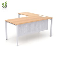 IULTRA Bureau de direction d'angle brillant blanc, bureau exécutif en forme de L, design de table minimaliste moderne