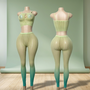 Conjuntos de Ropa de Baile de Salón con Degradado de Color al por Mayor para Mujer, Ropa Sexy para Pole Dance, Ropa Exótica para Bailarinas, Kits de Stripper, Spandex/Nailon - Product Image 2