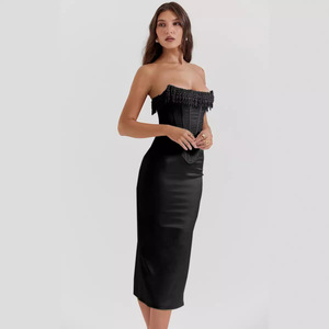 Vestido Halter <span class=keywords><strong>H</strong></span>-1318 de Color Sólido, Sexy, sin Mangas, con Cuentas de Perlas y Estilo Halter para <span class=keywords><strong>Mujer</strong></span> - Product Image 2