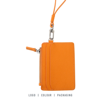 Porte-badge en cuir PU personnalisé avec logo, vente en gros, avec cordon pour le personnel de bureau et scolaire