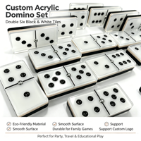 Jeu de dominos personnalisé à 2 couches en acrylique noir et blanc, double six, écologique, thème mode, avec plateau de jeu