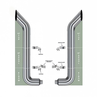 Vente en gros de kits de cornes d'échappement de 6 et 7 pouces, 45 degrés, chromés, pour Peterbilt 379 389