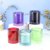 Bocal à Bougie Rond en Verre Double Paroi de Luxe Personnalisé 8OZ 10OZ 12OZ, Vente en Gros, avec Couvercle en Liège et Emballage Boîte