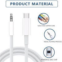 Cable USB Tipo C a Conector de Audio Auxiliar de 3.5 mm de Alta Durabilidad para Estéreo de Auto