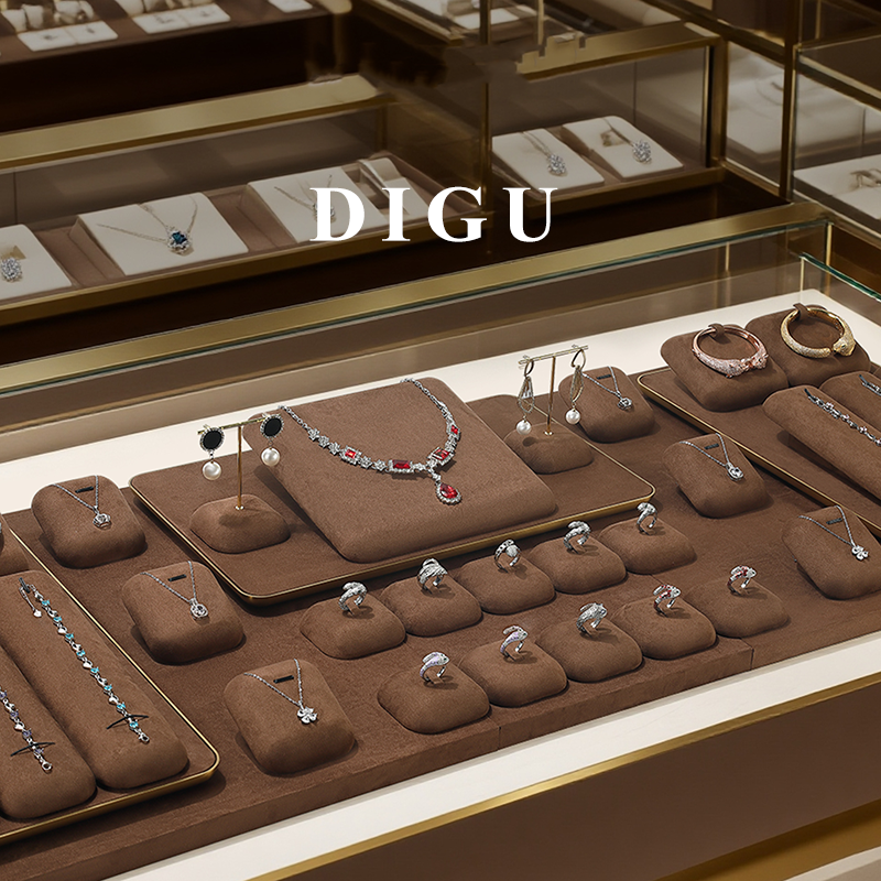 DIGU Luxury Microfiber Square Jewelry Display