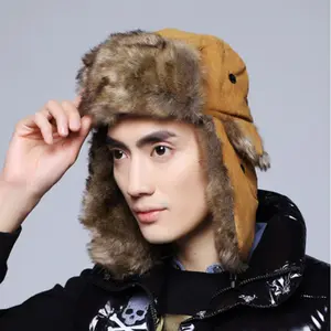 Đàn Ông Phụ Nữ Trooper Sang Trọng Faux Fur Ushanka Nga Phi Công Bomber Earflap Trapper Bomber Mùa Đông Ấm Mũ