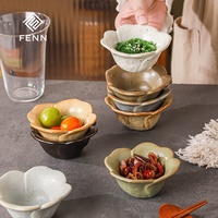 Bol en céramique en forme de fleur FENN, plat à sauce soja, bol à assaisonnement japonais, plat à sushi, vente en gros pour restaurants