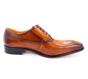 Nuevo Vestido Formal con Logotipo Personalizado, Zapatos con Cordones, Punta Redonda, Diseño Paisley, Cuero Genuino, Zapatos Oxford para Hombre, Venta al Por Mayor de Fábrica China - Product Image 4