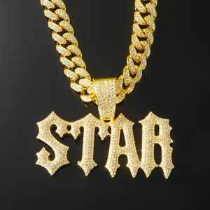 Colliers à pendentifs lettres personnalisées, modèles variés, style hip-hop, pour hommes, bijoux de mode, vente en gros - Product Image 3