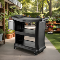 Chariot utilitaire Executive Negro à 3 niveaux avec roues pour usage de service