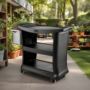 Carrello Utility Executive Nero a 3 Ripiani con Ruote per Uso Professionale - Product Image 3