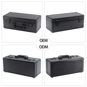 Estuche rígido de aluminio negro portátil con cerradura de combinación de contraseña personalizable OEM maletín de transporte archivador para equipo - Product Image 2