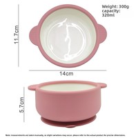 Assiette à dîner en silicone résistante aux chocs avec ventouse, incassable, à compartiments, fraîche et mignonne