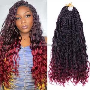 <span class=keywords><strong>Capelli</strong></span> Sintetici per Trecce <span class=keywords><strong>Africane</strong></span> all'Ingrosso, 14/20/22 Pollici, Stile Boho Crochet Riccio, River Locs Resistenti al Calore - Product Image 1