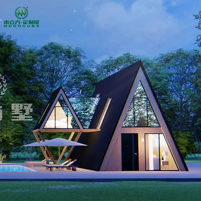 Popüler lüks 2 katlı prefabrik ev ışık göstergesi çelik villa prefabrik ev