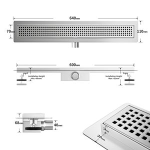 Drain de <span class=keywords><strong>douche</strong></span> en <span class=keywords><strong>plastique</strong></span> neograin avec siphon à haut débit et grille linéaire en acier inoxydable rotative à 360 degrés du fabricant o - Product Image 2