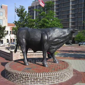 QUYANG grand parc extérieur décoration Art contemporain métal Animal Statue grandeur nature Bronze cuivre taureau Statue - Product Image 5