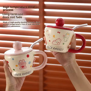 Creative Hand-Pinched Cute <b>Bunny</b> <b>Mug</b> Lid Straw High Quality Bone China Heat-Resisting Durable Ceramic Cup for Coffee Tea Water - Product Image 4
