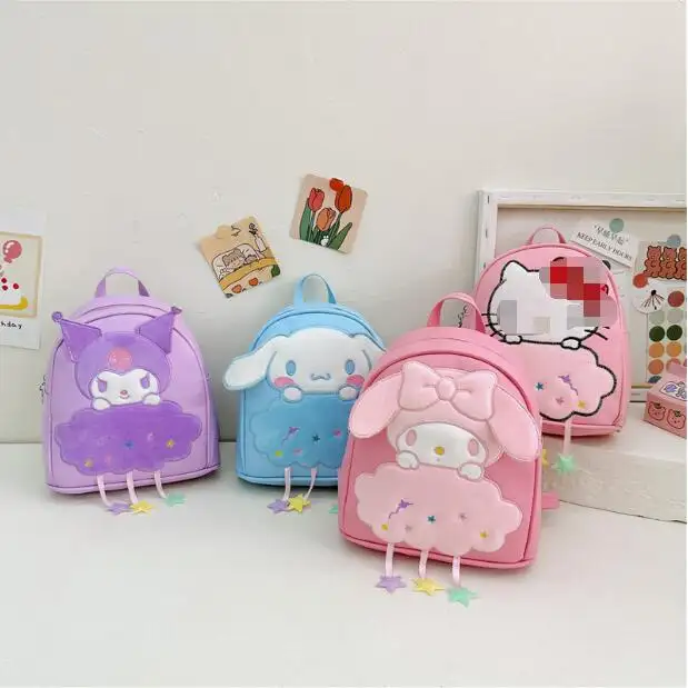 حقيبة ظهر Botu Anime Sanrioed Cinnamoroll Kuromi من مادة البولي يوريثان لطيفة للأطفال النسخة الكورية من الحقيبة المدرسية
