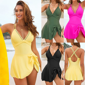 Trajes de Baño de Secado Rápido para Mujer, Traje de Baño de una Pieza de Poliéster Ecológico, Mini Vestido de Baño, Disponible en Todos los Colores y Tallas, Personalizable - Product Image 2