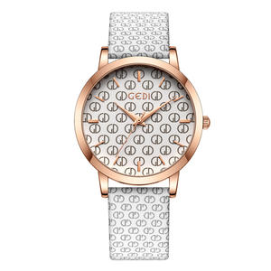 Reloj elegante para mujer, único y de alta calidad, con correa de cuero y diseño de letras. - Product Image 6