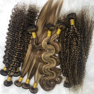 New Arrival Highlight Loose <strong>Deep</strong> <strong>Wave</strong> Mink Virgin Brazilian Human Hair Weaves Bundles, Mixed Color Human Hair <strong>Extension</strong> Bundles - Product Image 6