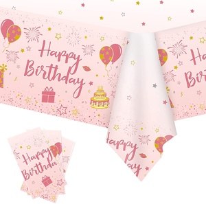 Easy Clean Disposable Party Table cloth Rectangular Plastic Printed Table Covers For Girl Birthday Baby Shower