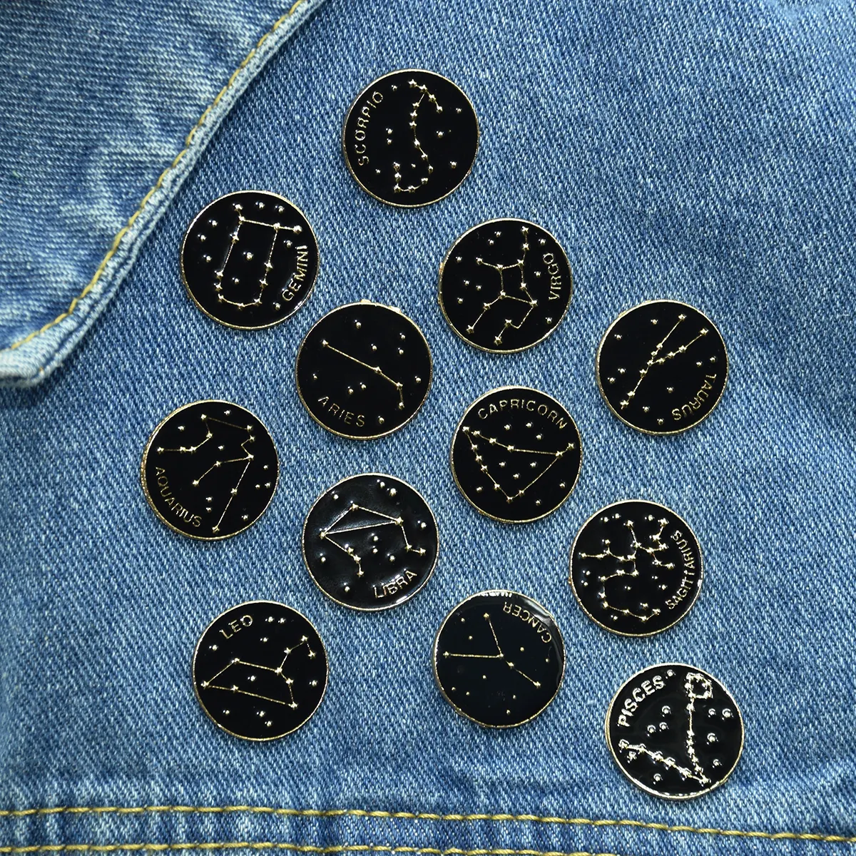 Creatieve Aangepaste Star Teken Zodiac Revers Pin Badge Metalen 12 Constellation Emaille Pin