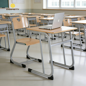 Muebles Escolares al por Mayor, Conjunto <span class=keywords><strong>de</strong></span> Silla y Escritorio Individual Fijo <span class=keywords><strong>de</strong></span> Metal para Aula, Moderno y Duradero, Garantía <span class=keywords><strong>de</strong></span> 5 Años - Product Image 1