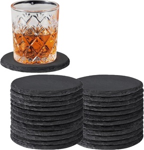 Jiangxi Jiujiang Factory Wholesale Posavasos de PIZARRA redondos en blanco negros Posavasos de piedra Posavasos de pizarra a granel para logotipos tallados con láser - Product Image 3