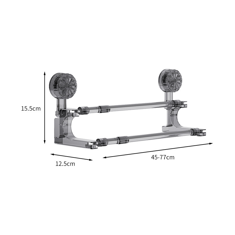 Toallero telescópico doble, gris transparente.