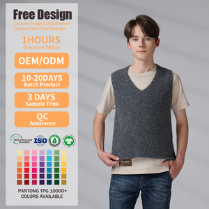 Chaleco de Punto sin Mangas con Cuello en V de Lana de Alpaca de Alta Calidad OEM ODM, Chaleco de Suéter Personalizado para Estudiantes y Hombres - Product Image 2
