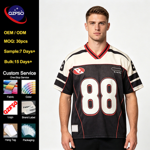 QZFSO Custom Hip Hop Vintage Sublimation Soccer T Shirt American Football Uniform <b>Top</b> Camo Retro Mesh Fabric Rugby Sport Jersey - Product Image 1