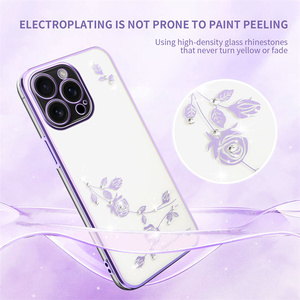Custodia per telefono con Design a fiore conservato placcato <span class=keywords><strong>Cover</strong></span> trasparente per <span class=keywords><strong>iPhone</strong></span> 16e 17 Air 17 Pro Max 16 15 14 13 - Product Image 2