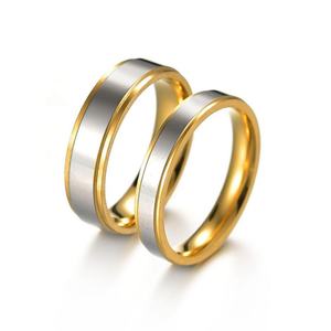 แหวนแต่งงานและหมั้นชุบทอง 14k 18k คุณภาพดี ทนทาน ราคาแพง สำหรับผู้ชายและผู้หญิง ทำจากสแตนเลส - Product Image 1