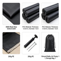 300D Haki Gri Kaplamalı Oxford Şişme Dört Mevsim Su Geçirmez Kabin Çadırı 3*4m Taşınabilir Rüzgar Geçirmez Glamping 0.52mm PVC Hızlı Kurulum