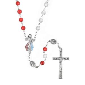 Rosario de <span class=keywords><strong>la</strong></span> Divina Misericordia con Cuentas Rojas y Transparentes Collar <span class=keywords><strong>Coronilla</strong></span> de Jesús Regalo Religioso <span class=keywords><strong>para</strong></span> Oración Católica - Product Image 5