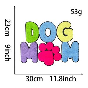 Nuevo Parche Termoadhesivo Grande de Chenilla Bordado con Borde de Purpurina 'Dog Mama' para Decoración de Camisetas, Sudaderas y Gorras - Product Image 4
