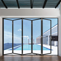 Porte coulissante pliante en accordéon française moderne en alliage d'aluminium à double vitrage imperméable CHANGYI