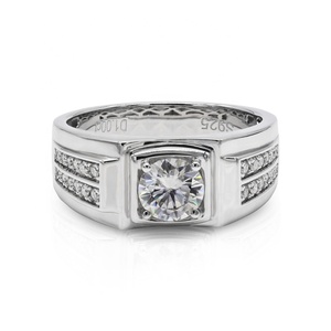 Gra passar diamante prata teste de joias, <span class=keywords><strong>1</strong></span> <span class=keywords><strong>carat</strong></span> branco vvs moissanite anel 925 prata esterlina masculino anel - Product Image 2