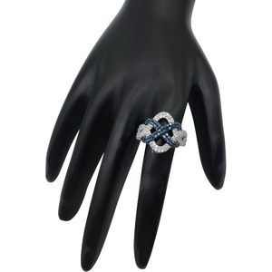 Jewelspaark <b>Diamond</b> <b>Ring</b> 1.19 Cttw White And Blue Round Brilliant Cut Engagement Band Size 7 Women's - Product Image 5
